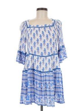 Playa Lucila Blue White Block Print Tiered Mini Dress Shopbop Size M